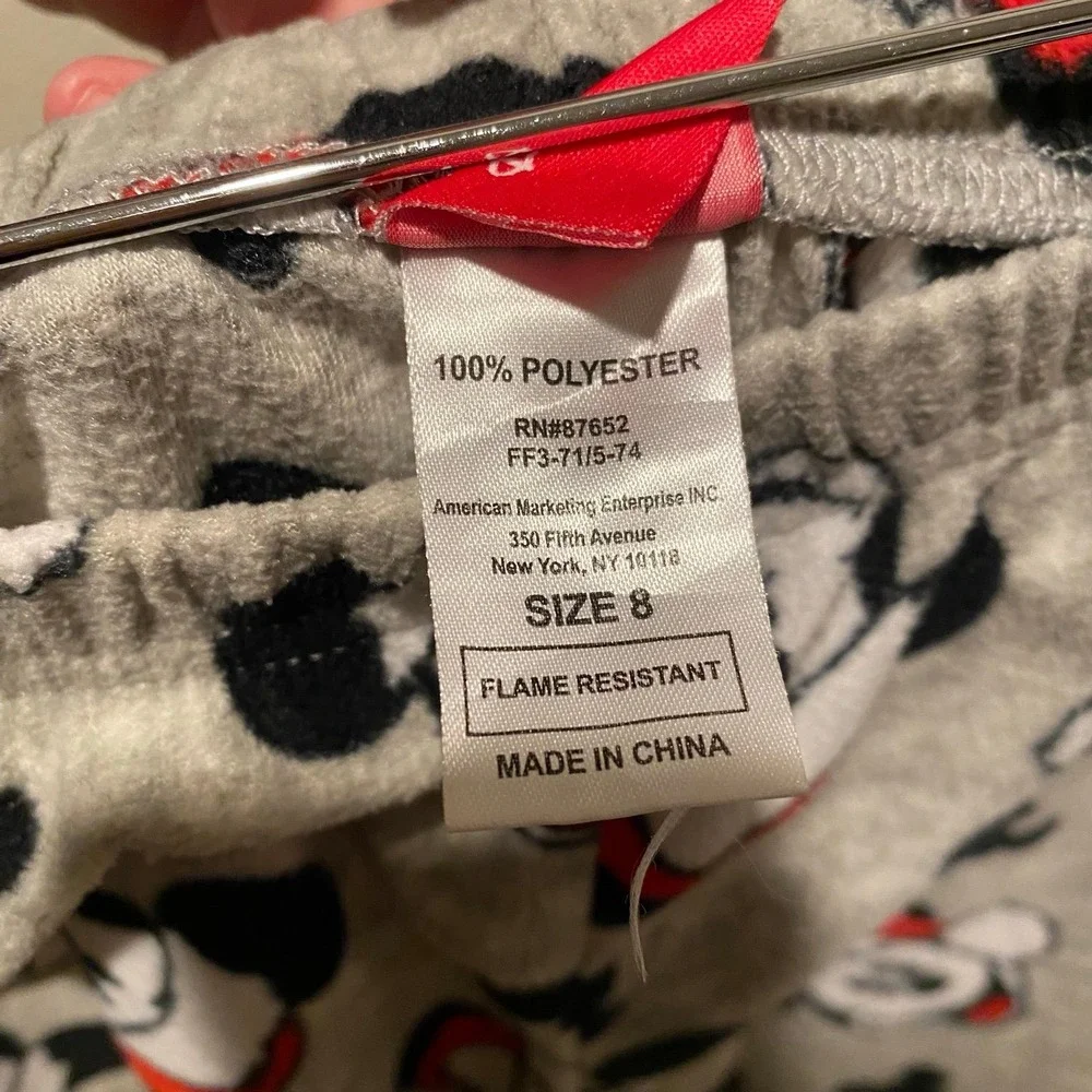 Disney Christmas Pajamas Mickey Mouse pants size 8 UNISEX Winter Holidays